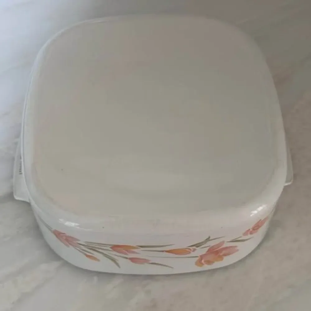 Vintage 1980’s Corning Ware Peach Floral 5 Liter Casserole Dish Sauce pot